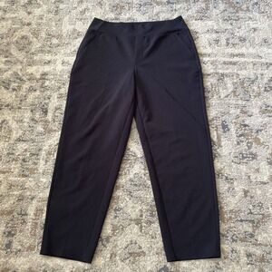 Athleta Endless High Rise Pants Women’s 12 Black Zip Pockets Wide Straight Leg